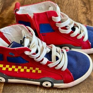 Mini Boden Red and Blue High-Top Sneakers